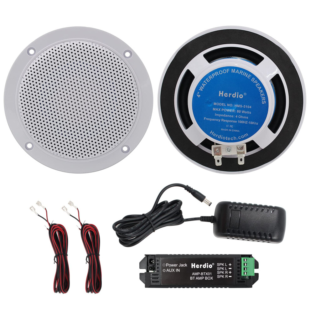 Herdio 160W 4 Inch Ceiling Speaker Kit Amplifier Water Resistant Ceiling Speakers For Bathroom Kitchen Home Outdoor,Compatible With Bluetooth 5051216822592