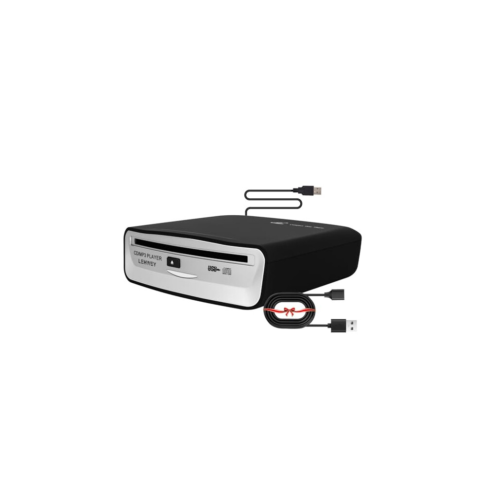 External Universal CD Player for Car - LEHWEY Portable CD Player with Extra USB Extension Cable, Plugs into Car USB Port, Laptop, TV, Mac, Computer,