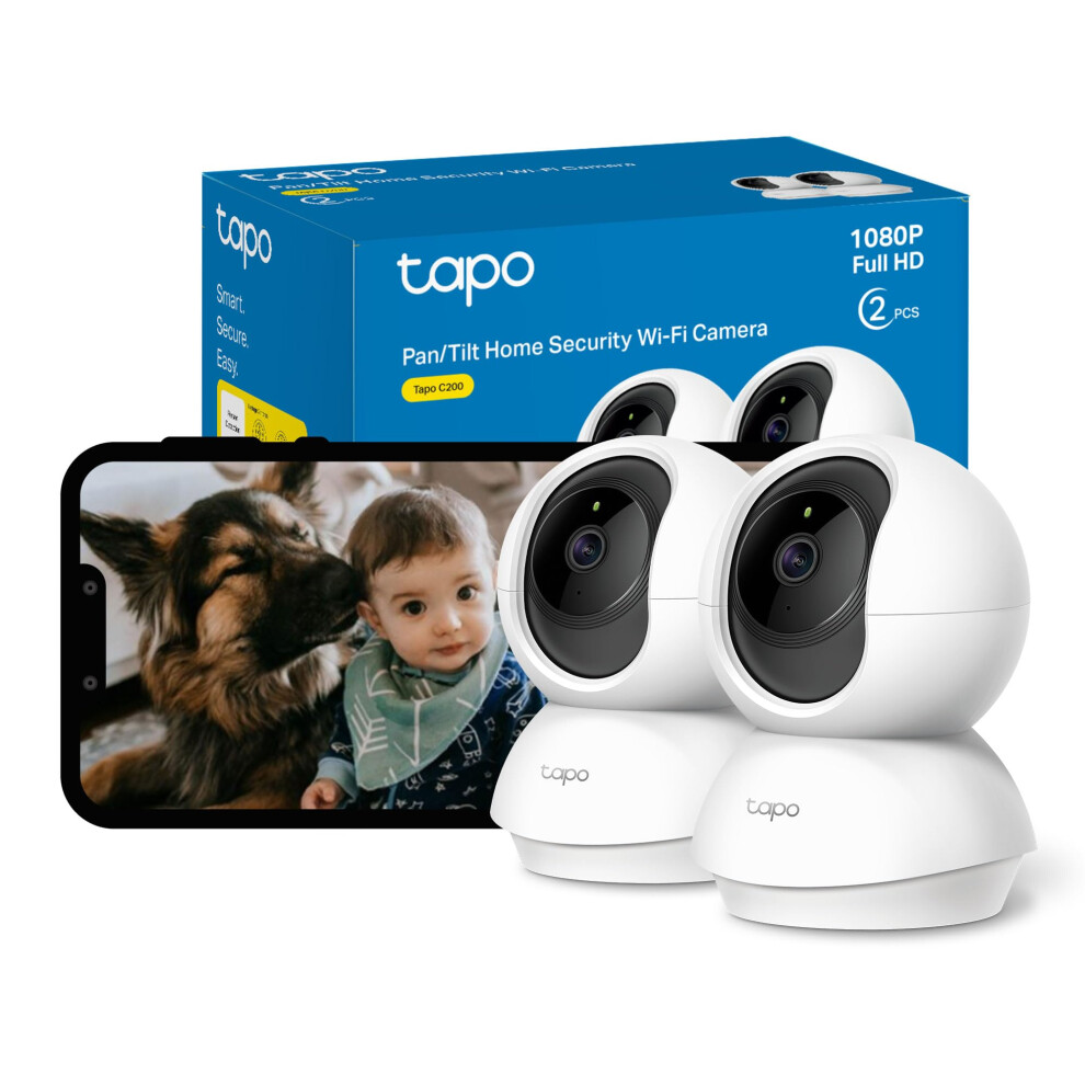 Tapo Pan/Tilt Smart Security Indoor Camera, Baby Monitor, CCTV, 360? Rotational Views, Works with Alexa&Google Home, 1080p, 2-Way Audio, Night Vision,