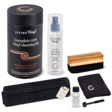 Legend Vinyl Complete Care Vinyl Cleaning Kit | 2 Large Microfibre Cleaning Cloths | 200ml Cleaning Solution | Wooden Handle Dust Brush | Includes