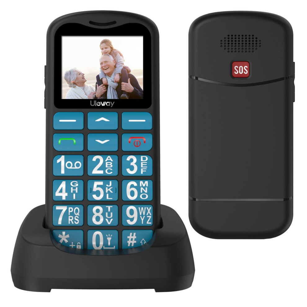 Uleway Big Button Mobile Phone For Elderly, Unlocked Dual Sim Free Senior Mobile Phones, Easy To Use Pay As You Go 1.77" Lcd Display, Sos Button, 5051216826927