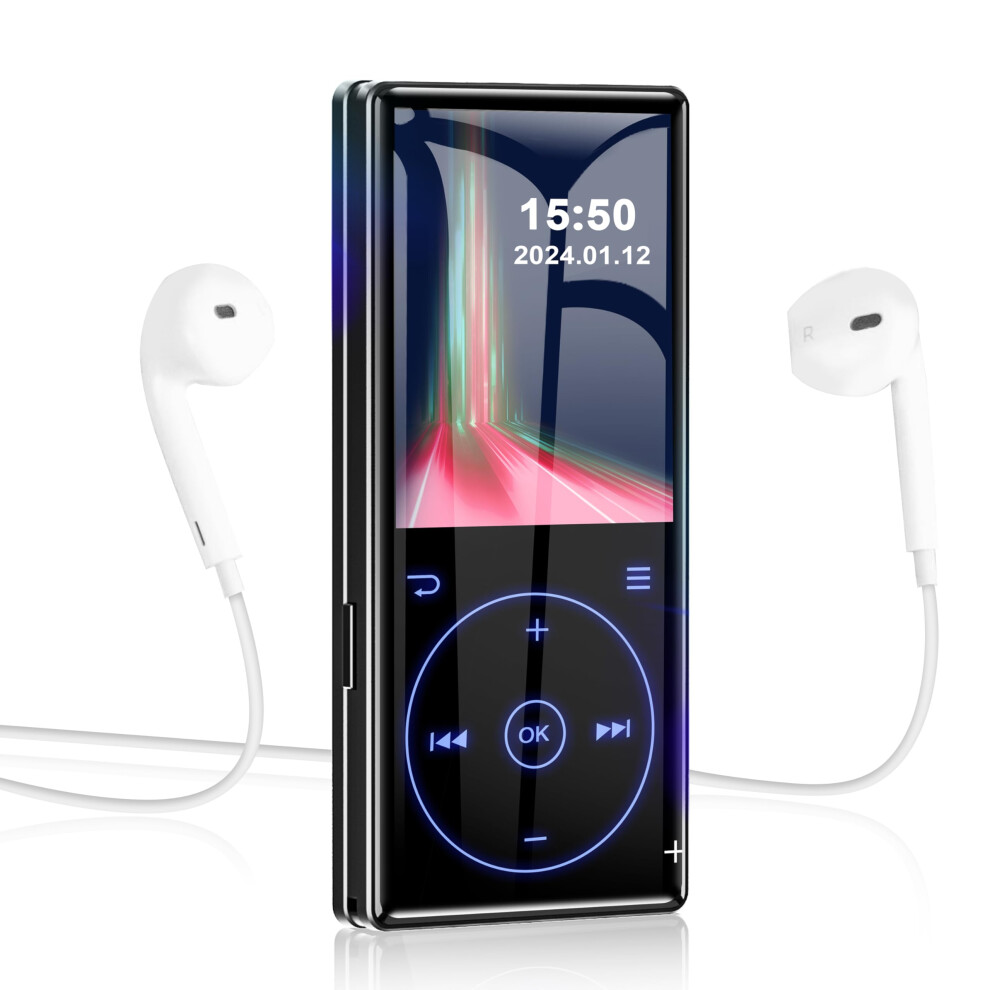 96GB MP3 Player with Bluetooth 5.0: Portable Lossless Sound Music Player with HD Speaker,2.4" Screen Voice Recorder,FM Radio,Touch Buttons,Support up