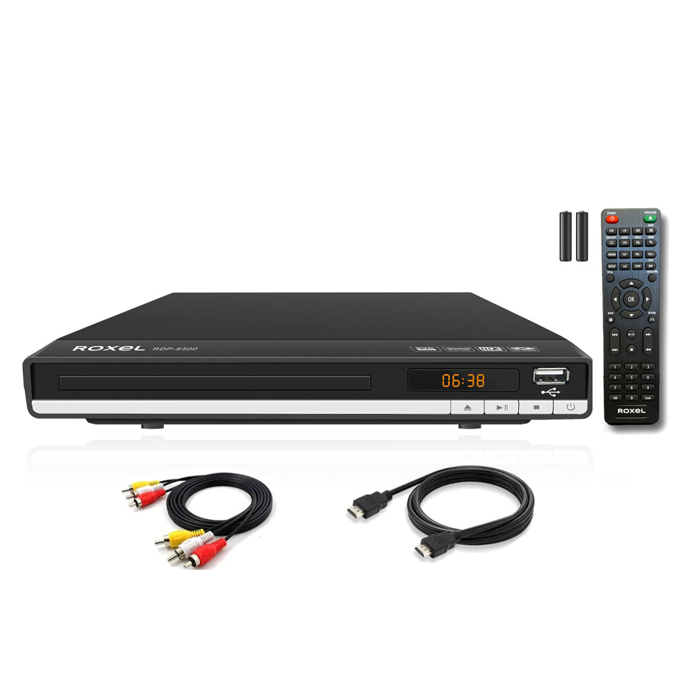 Roxel RDP-S500 DVD Player with HDMI Cable for TV, Multi Region DVD Player with USB Port, Remote Control, CD Player with FULL HD HDMI and RCA Port