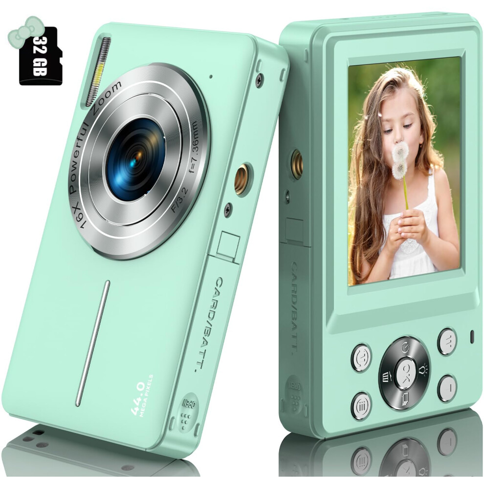 Digital Camera With 32G Card 1080P Digital Camera 44Mp Hd Compact Digital Camera Photo Camera Kids Camera With 2.4" Screen 16X Digital Zoom And 5051216829539