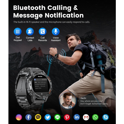 FEELNEVER Military Smart Watch for Men Bluetooth Voice Call Compatible Android iOS Phone 1.39 HD Smartwatch with Heart Rate Pressure Sleep Monitor on OnBuy