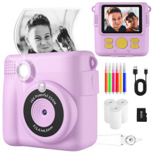 Instant Print Camera, Kids Camera Digital Camera 1080P HD Photo and Video Recording with 32G SD Card, 3 Rolls Photo Paper & Colour Pen for Age 6-12