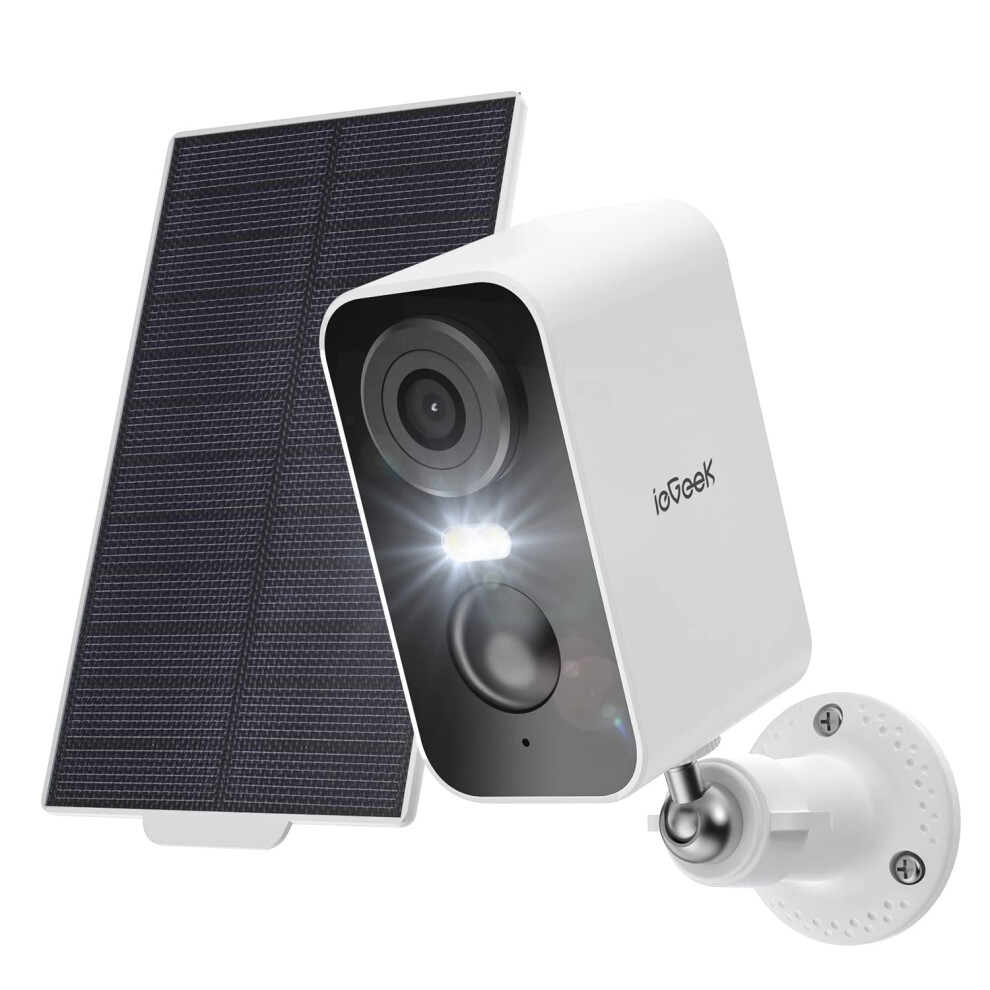 ieGeek 2K Solar Security Camera Outdoor Wireless with Color Night Vision, Battery CCTV Camera Systems, WiFi Outdoor Camera Home Security Camera, Sound