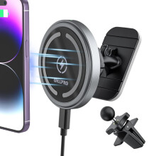 OHLPRO MagSafe Car Mount Charger iPhone Wireless Car Charger, Stick on Dashboard Magnetic Phone Holder Mount for iPhone 15 Pro Plus Max 14 13 12