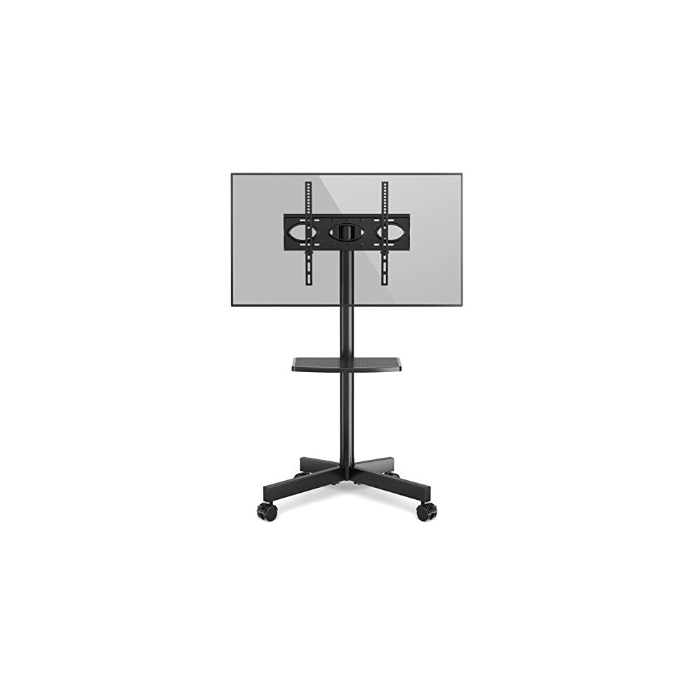 RFIVER Mobile TV Stand on wheels for 27-60 Inch TVs, Tilt Height Adjustable Rolling TV Trolley with Bracket Mount max VESA 400x400mm max 40kgs