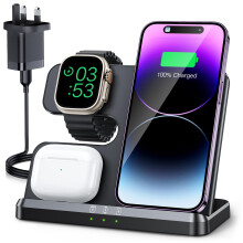 JARGOU Wireless Charger for iPhone/Apple Watch/AirPods, 3 in 1 Wireless Charging Station for iPhone 15 14 13 12 11 Pro Max/X/8, Apple Watch Charger
