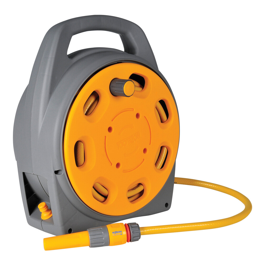 HOZELOCK - Portable Compact Hose Reel 20 m : 20m Streamlined Hose Reel, Compact, Large Handle, Supplied with 1 Nozzle and all Fittings [2382R0777]