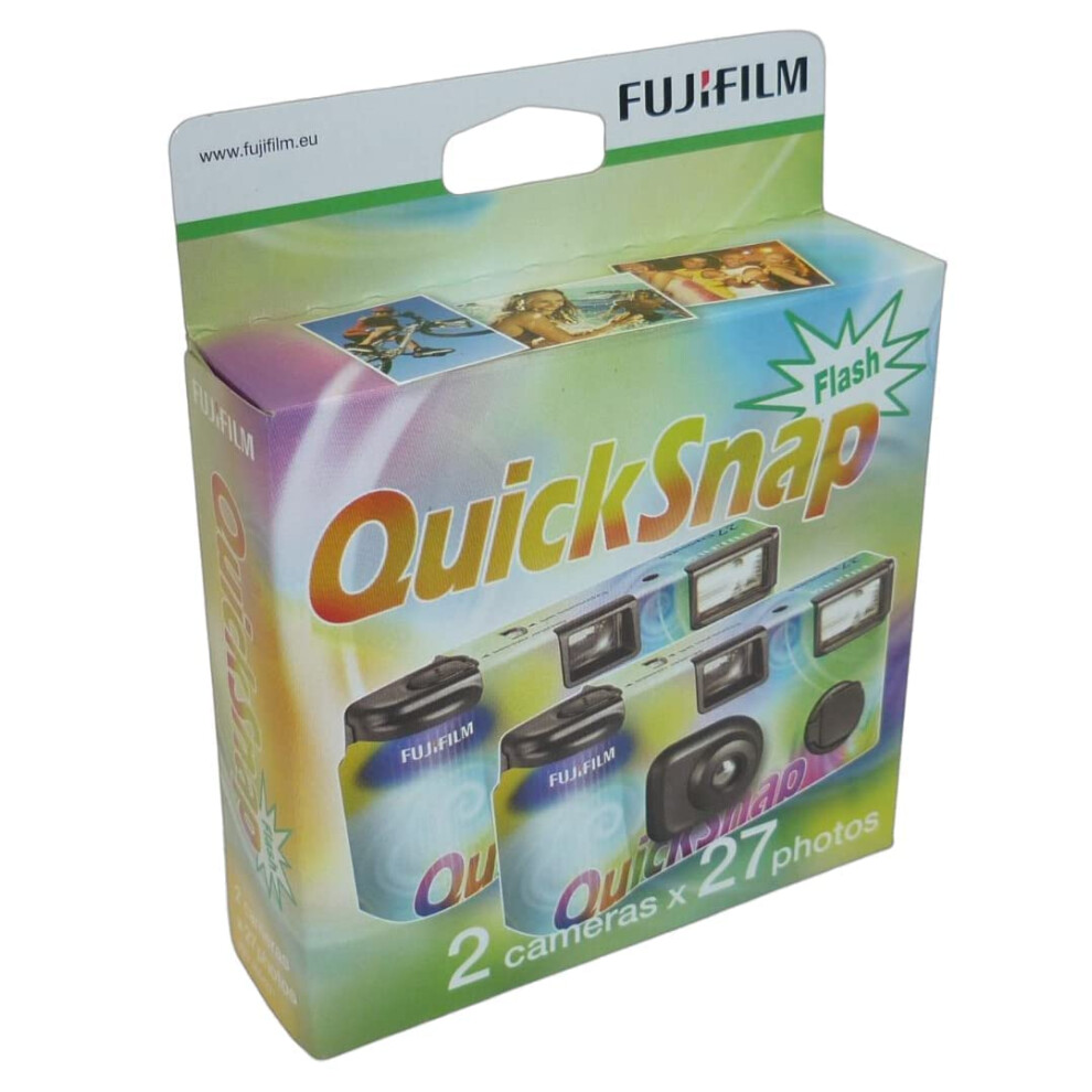 Fujifilm Quicksnap 400 disposable camera with built-in flash 54 exposures, contains 2 x cameras of 27 exposures each