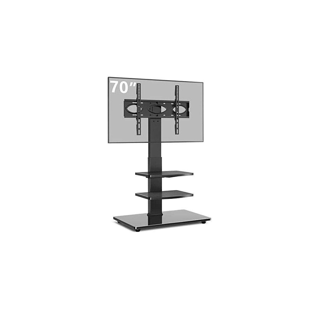 RFIVER Freestanding Swivel Floor TV Stand Tall TV Unit for 32 35 40 42 43 49 50 55 58 60 65 70 inch LCD/LED Flat Curved Screen Height Adjustable with