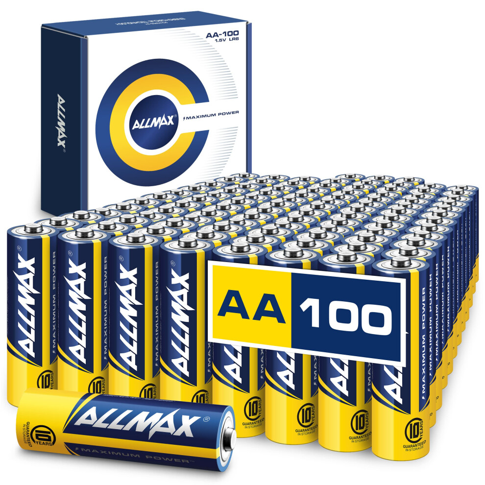Allmax Aa Maximum Power Alkaline Double A Batteries (100 Count) ? Ultra Long-Lasting, 10-Year Shelf Life, Leakproof Design, 1.5V 5051216846925