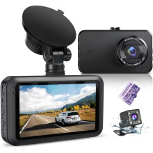 Dash Cam Front and Rear with Card FHD 1080P 3?IPS Screen Dual Camera Dash Cams DVR Car Driving Recorder 170?Wide Angle HDR Dashboard Camera Night