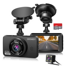 ORSKEY Dash Cam for Cars Front and Rear and SD Card Included 1080P Full HD In Car Camera Dual Lens Dashcam for Cars 170 Wide Angle Sony Sensor with