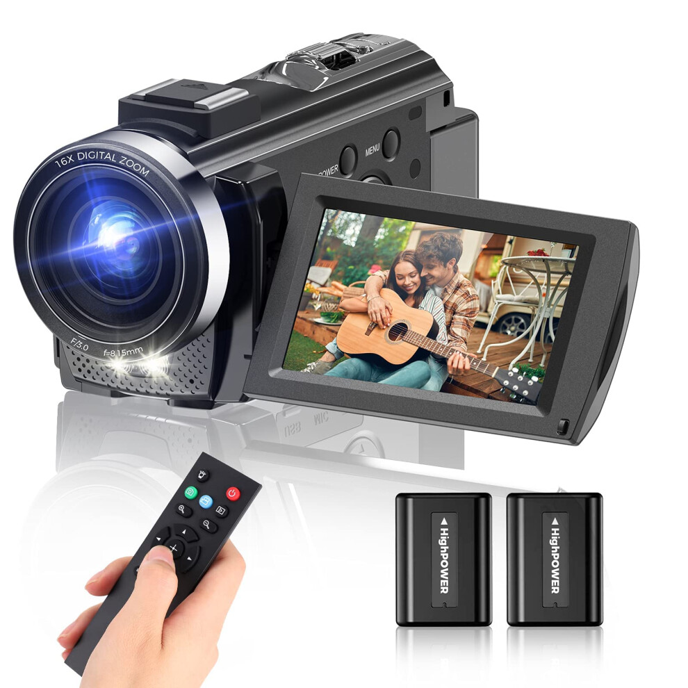 Sunscien Video Camera Camcorder, Full HD 1080P Digital YouTube Vlogging Camera Recorder,Video Camera 30FPS 3.0 Inch LCD 270 Rotatable Degrees IPS