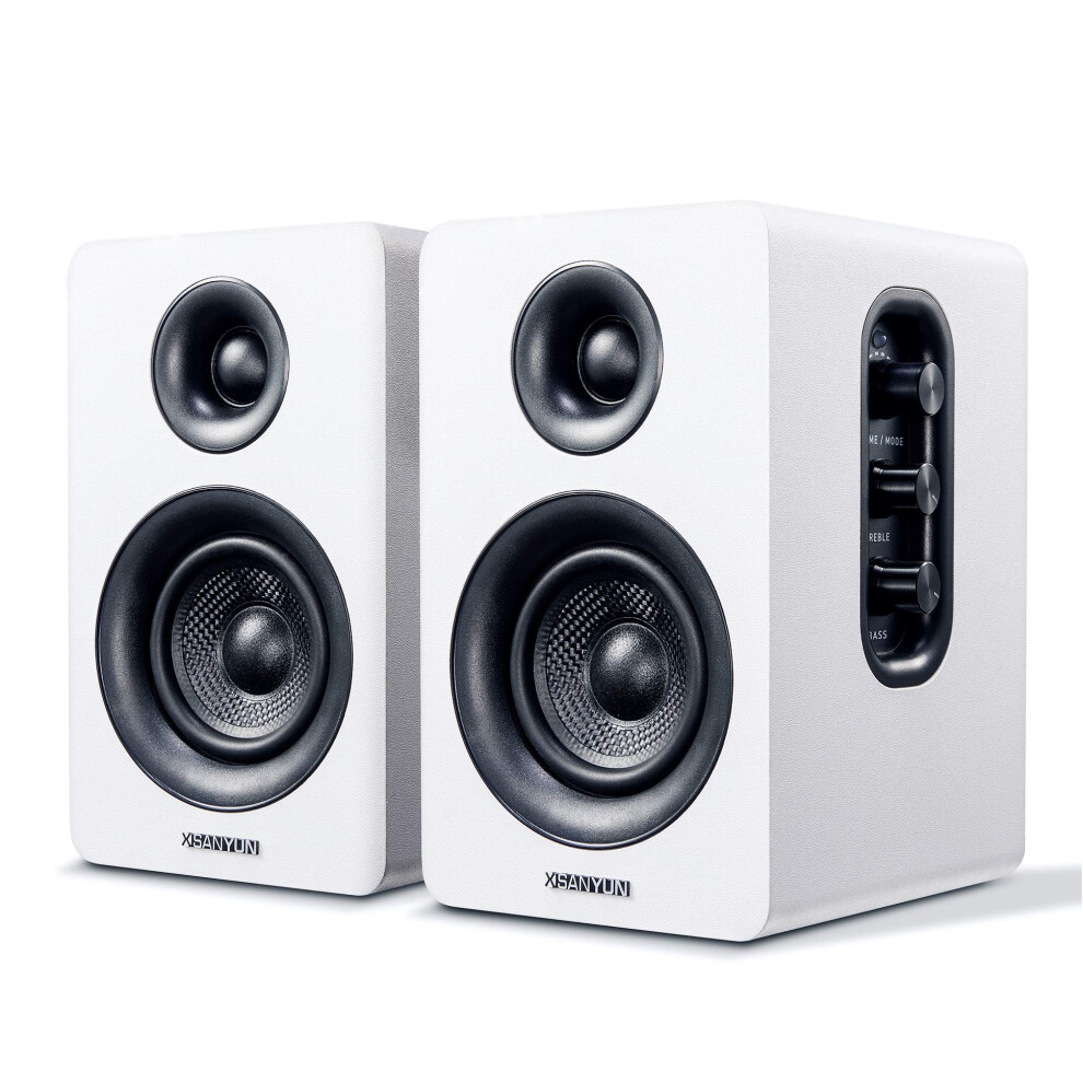 Sanyun Sw208 3" Active Bluetooth 5.0 Bookshelf Speakers ? 60W Carbon Fiber Unit - Built-In 24Bit Dac - Dynamic 3D Surround Sound ? 2.0 Computer Pc 5051216843634