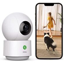 AOSU 2K QHD Indoor Camera with Motion Tracking, Security Camera Indoor Work with 5G/2.4G WiFi, Baby Monitor Supports 360? Pan-Tilt Scenes Preset,
