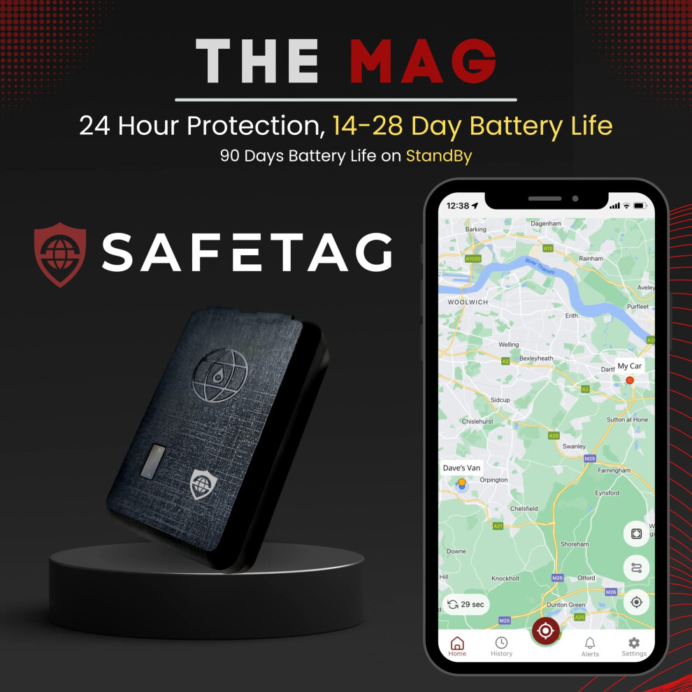 SafeTag Mag Magnetische GPS-tracker – Oplaadbaar, 6800 MAh, 90 Dagen Stand-by, Realtime Tracking, Meldingen, Met 7 Dagen Proef 5 miniatura