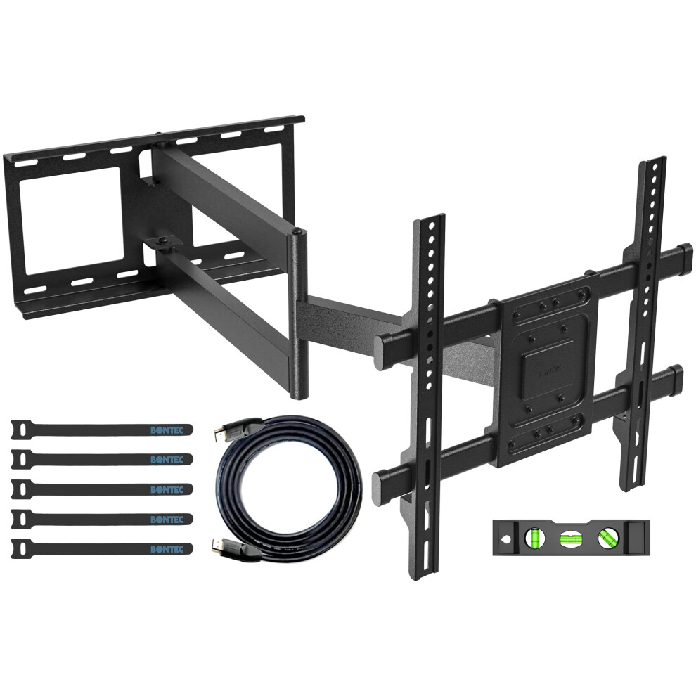 Bontec Tv Wall Bracket With Extra Long Articulated Arm For 32-70 Inch Up To 60 Kg, Universal Long Reach Arm Tv Wall Mount With Tilt, Swivel, Rotate, 5051216847502