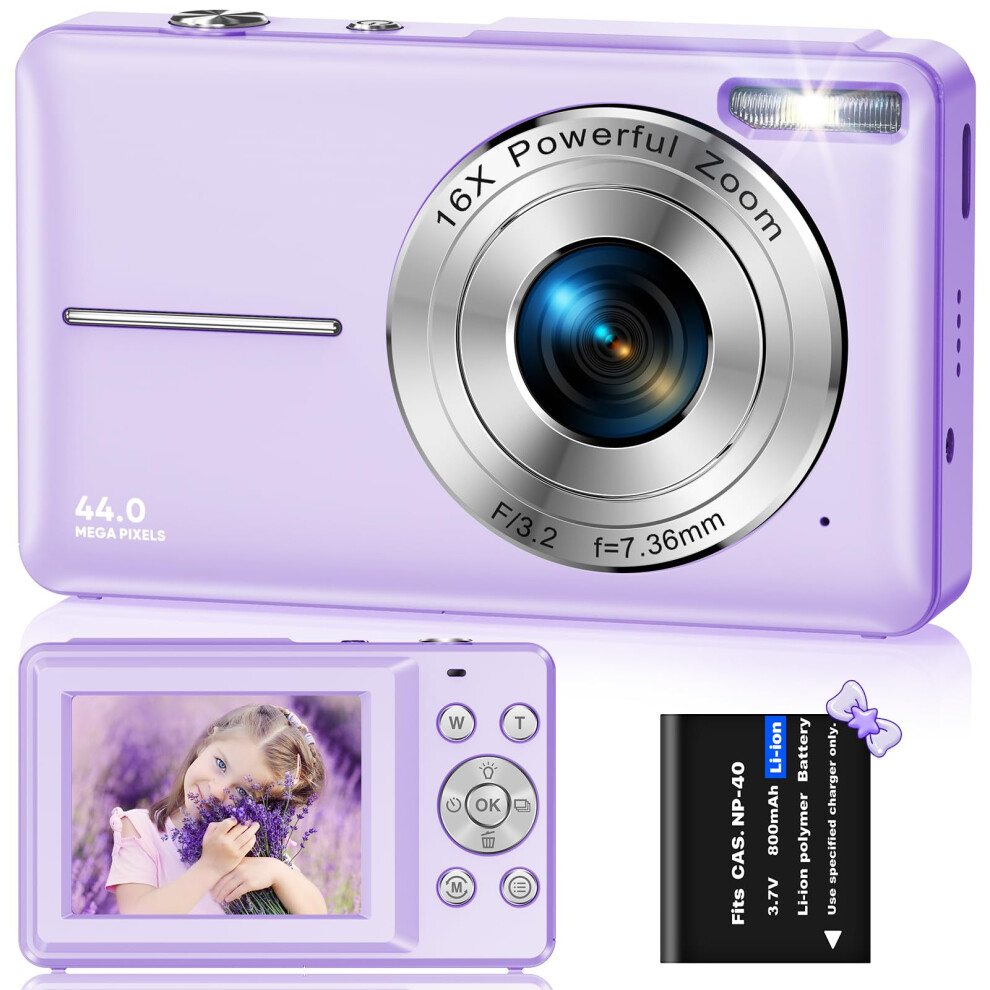 Digital Camera, Fhd 1080P 44Mp Digital Cameras Compact, 2.4"" Lcd Rechargeable Digital Cameras, Vlogging Camera With 16X Digital Zoom For Kids, Adult, 5051216847113