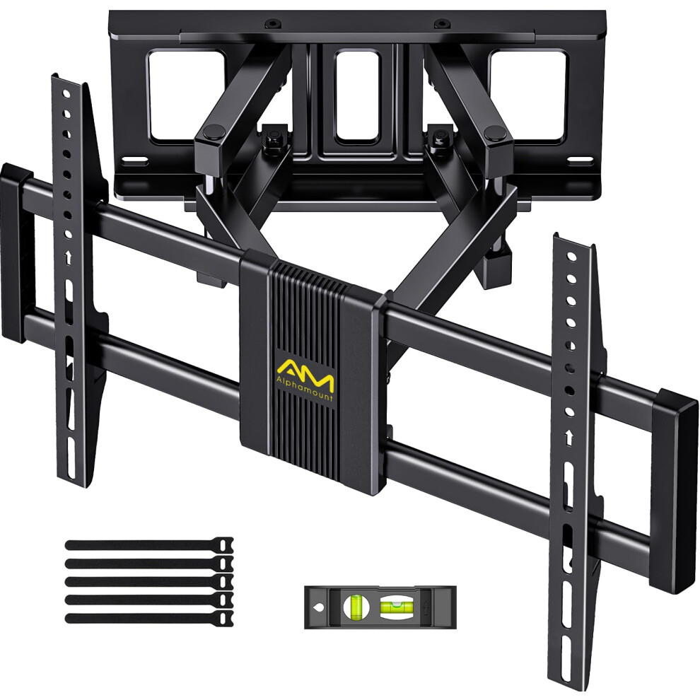 Alphamount TV Wall Bracket for Most 37 to 75 Inch 4K LED & OLED TVs up to 45kg, TV Bracket with Dual Articulating Arms, Swivel, Extension & Tilt, TV