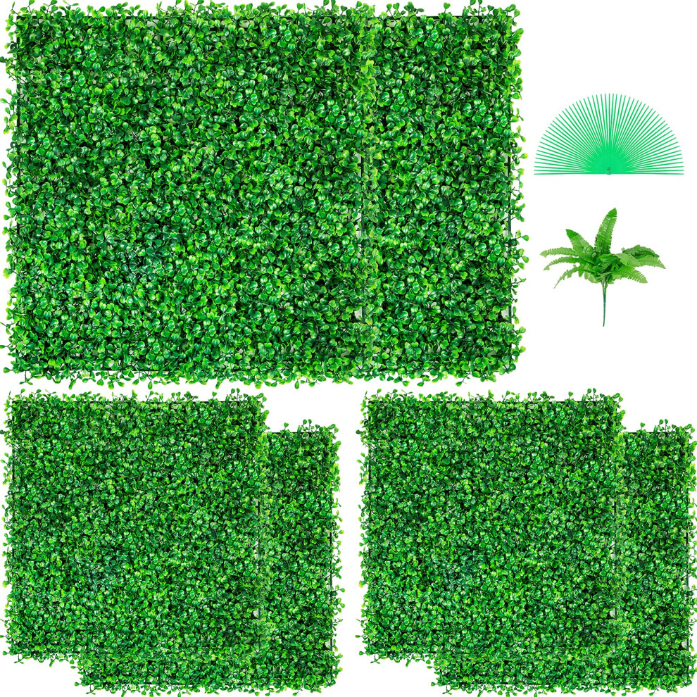 VEVOR Artificial Boxwood Panel UV, Boxwood Hedge Wall Panels, Artificial Grass Backdrop Wall 4 cm Green Grass Wall, Fake Hedge for Decor Privacy Fence