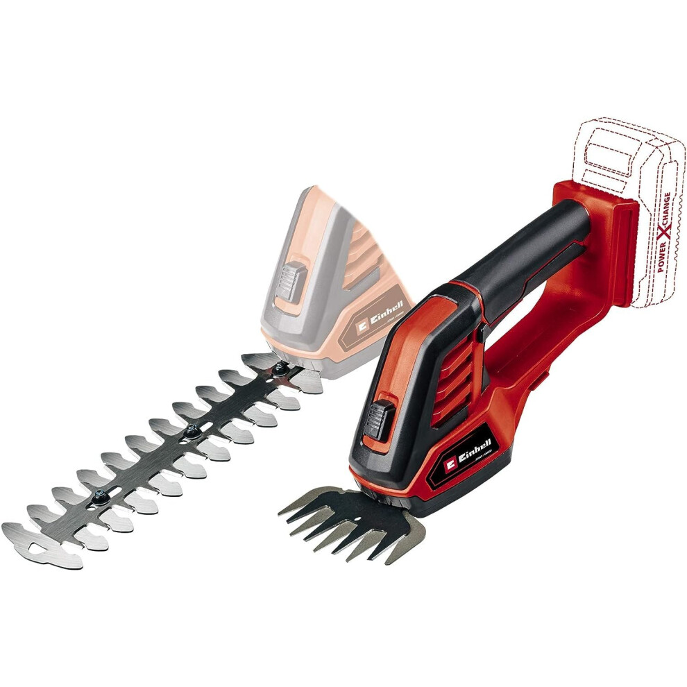 Einhell Power X-Change 18V Cordless Electric Shears - 2 Blade System For Cutting Grass, Brushes And Shrubs - GE-CG 18/100 Li Solo (Battery Not