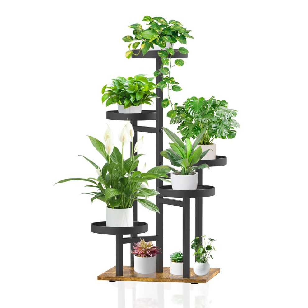 iDavosic.ly 5 Tier Plant Stand Indoor, Metal Corner Plant Holders Tall for Multiple Plants, Tiered Iron Flower Display Shelf Rack for Outdoor Patio