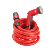 FITT YOYO 30m Extendable Garden Hose with Multi-Function Spray Gun – Aquastop, Food-Grade, Red | 7.40E+14