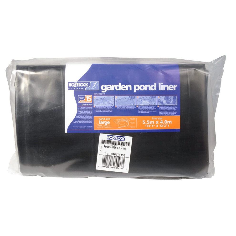 HOZELOCK - Pond Liner Size XL (5.5m x 4m) : Ideal for Small Ponds and Koi Pools, Robust and Durable Liner [3464T0155]