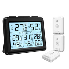 ORIA Digital Thermometer Hygrometer with 3 Sensors, Indoor/Outdoor Humidity Meter Temperature Monitor, Wireless Weather Station with Backlight,