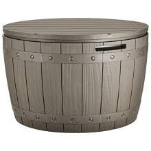 YITAHOME 127L Garden Storage Box, Waterproof Large Outdoor Storage Box, Round All-weather Deck Boxes for Patio Furniture, Pool Accessories, Easy