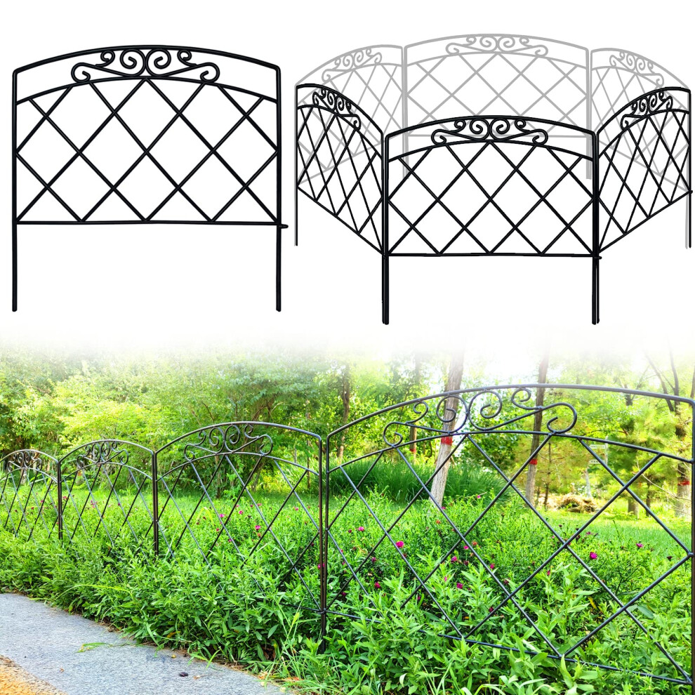 Thealyn Decorative Garden Fence 60Cm (H) X 3M (L) Rustproof Metal Fence Panels No Dig Fence For Dogs Yard Patio Animal Barrier Flower Bed 5051216856313