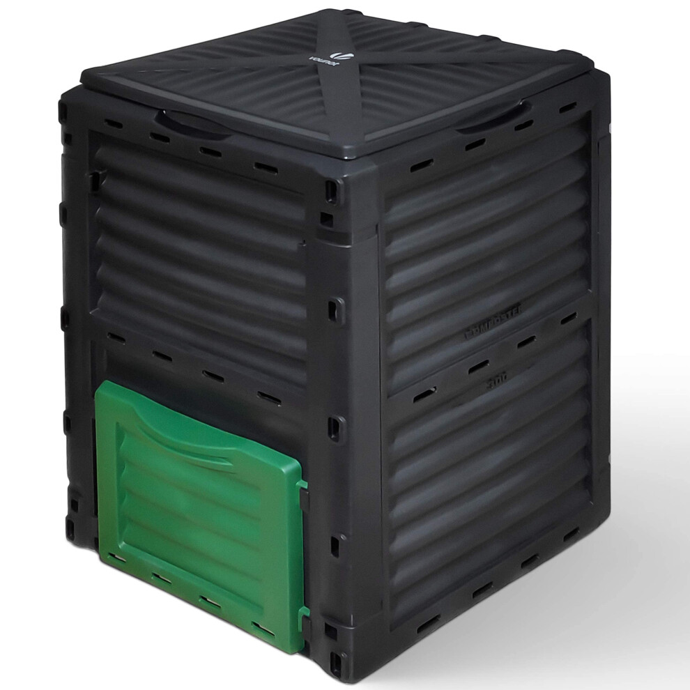 VOUNOT Compost Bin Garden, 300 Litre Plastic Composters Outdoor, Black