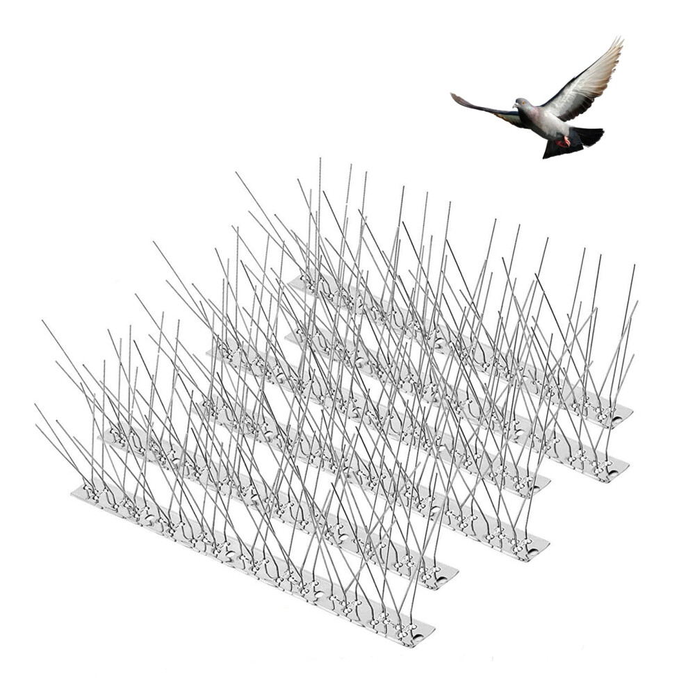 Fuuner Bird Spikes for Pigeons,15pcs 304 Stainless Steel bird deterrent spikes,for Fence Wall Spikes Garden Security Anti Climb,Small Birds scarers