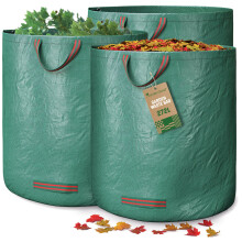 GardenGloss? Garden Waste Bags Heavy Duty with Handles (3pcs) - 272L High Capacity Garden Bag - UV Stable and Water Repellent - Reusable
