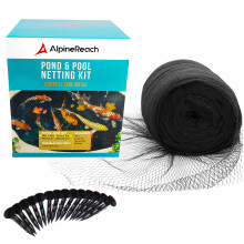 AlpineReach Koi Pond Netting Kit 8.5m x 9m Black Heavy Duty Woven Fine Mesh Net Cover for Leaves - Protects Koi Fish from Blue Heron Birds, Cats &