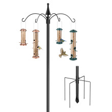 iBorn Bird Feeders Hanging Station 87Inch Wild Bird Feeding Station Stand Heavy Duty For Feeders Hanging, 1 Inch Thickness Pole With 4-Hooks,5-Prong