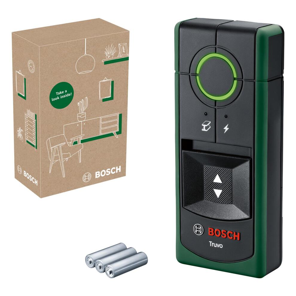Bosch Detector Truvo 2Nd Gen. (Easy One-Button Handling, Simple Detection Of Live Cables & Metal Wall Scanner Up To 70Mm, In E-Commerce Cardboard Box)