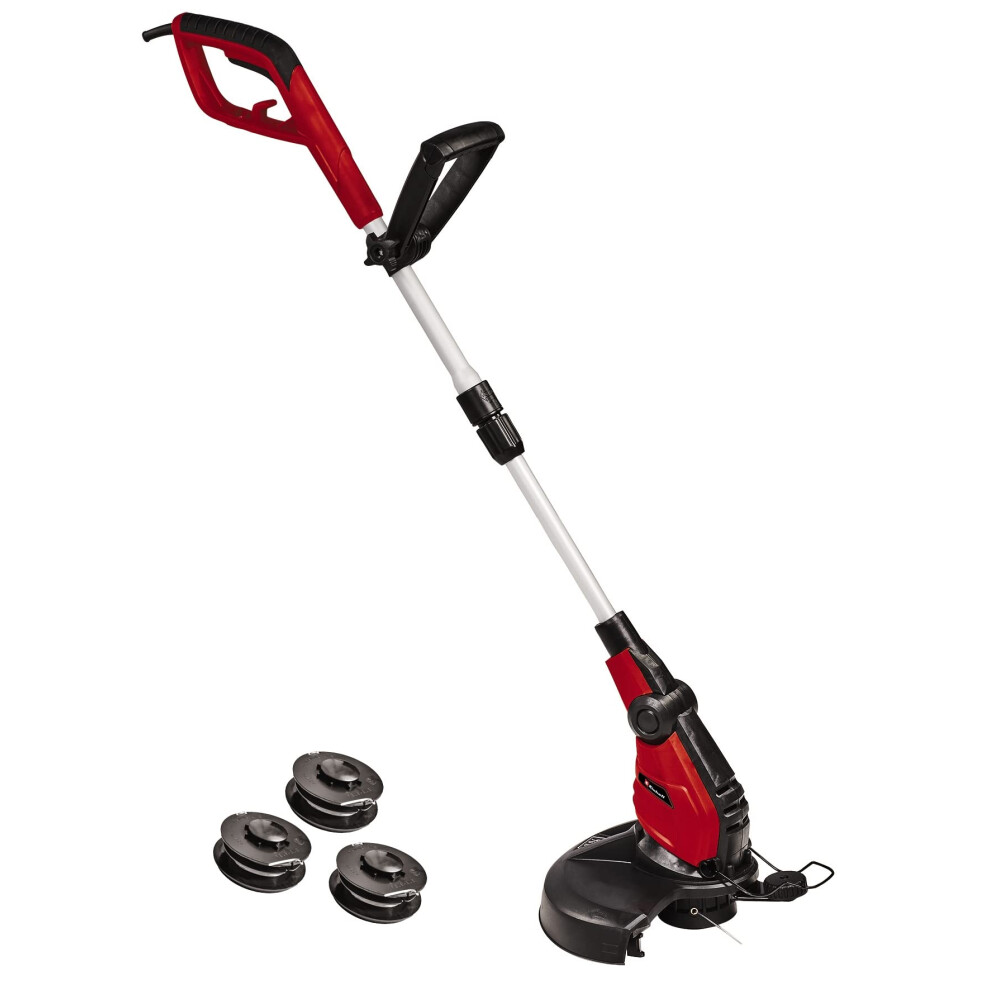 Einhell Electric Garden Strimmer with 3 Thread Spools - 30cm Auto Line-Feed Grass Trimmer, Aluminium Telescopic Handle, Rotating Head for Edging,