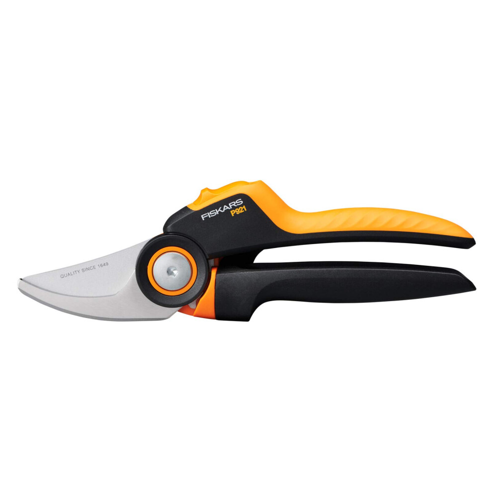 Fiskars Bypass Garden Pruners M, X-series PowerGear, P921, With rolling handle, For fresh branches and twigs, Non-stick coated, Stainless steel