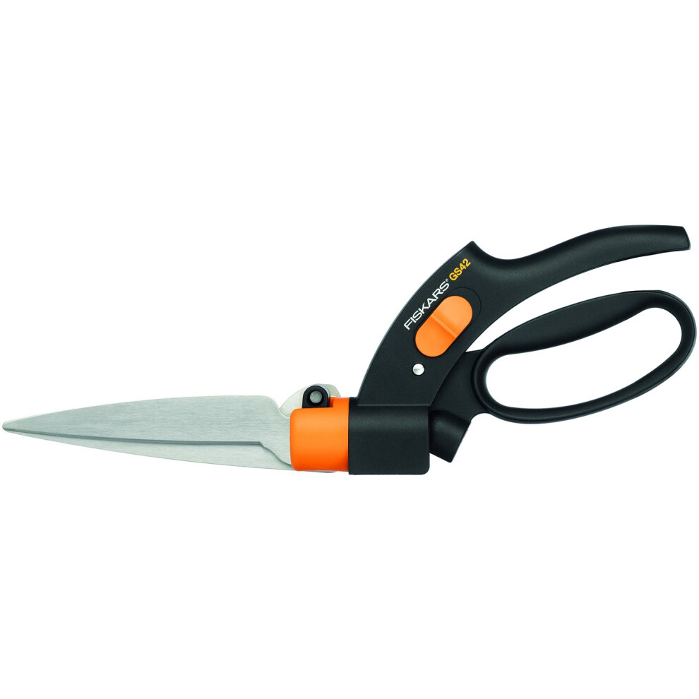 Fiskars Servo-System Grass Shears GS42, Anti-jam Servo-System mechanism, Length: 34.4 cm, Steel blades/Plastic handles, Black/Orange, GS42, 1000589