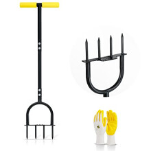 Colwelt Lawn Spike Aerator, Gardening Lawn Aerator for Compacted Soils and Lawns, Non-slip T-Handle Grass Spike Aeration with Four 9cm Solid Steel
