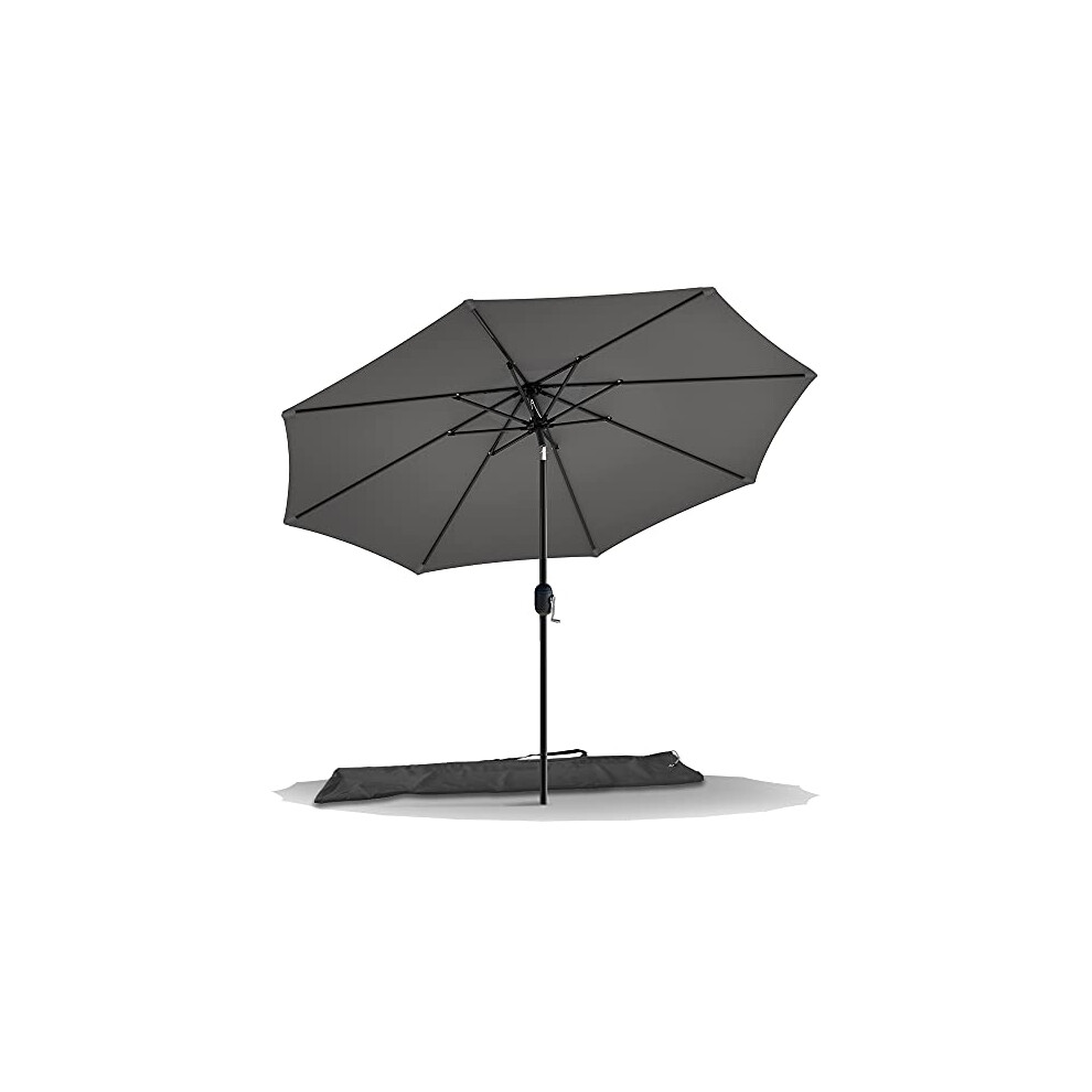 VOUNOT 2.7m Garden Parasol Umbrella with Cover, Crank and Tilting Umbrella, Sun Shade for Outdoor, Patio, Garden, Grey