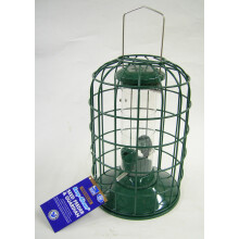 RSPB Hanging Wild Bird Squirrel Proof Seed Feeder, In Green Metal, Heavy Duty for Outdoor & Garden Use. Supporting The RSPB Charity