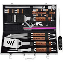 ROMANTICIST 26pcs Extra Thick Stainless Steel Grill Tool Set for Men, Heavy Duty Grilling Accessory Kit for Backyard, BBQ Utensils Gift Set with Meat