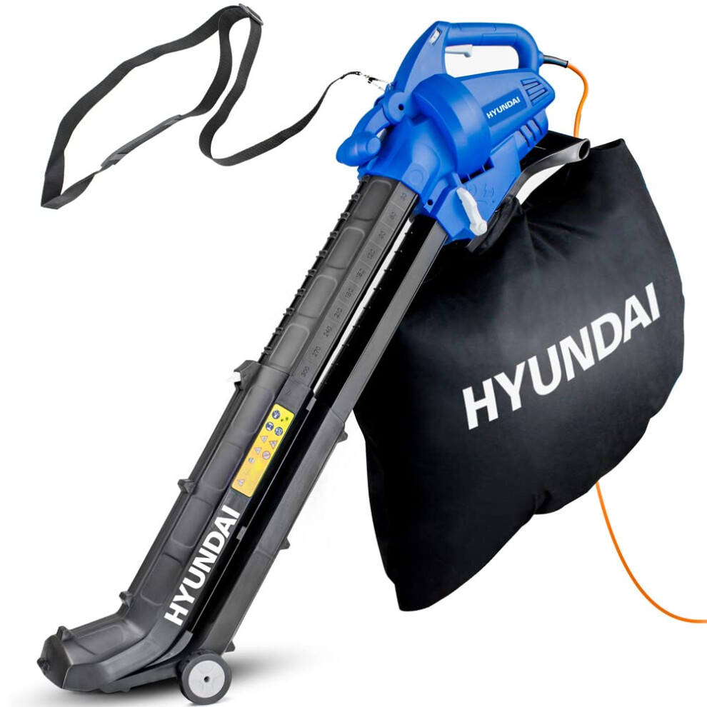 Hyundai Leaf Blower, Garden Vacuum & Mulcher with Large 45 Litre Collection Bag, 12m Cable, 62-170mph Variable Airspeed, Powerful 3000w & 3 Year