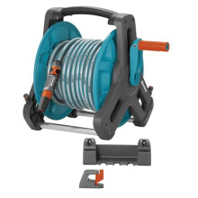 Gardena Classic wall-fixed Hose Reel 50 Set: Mobile hose reel, wall-mountable to save space and can be removed at any time, with a 20-m hose, spray